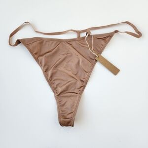 Skims T-string panties 4X brown wet metallic underwear nude thong plus size new